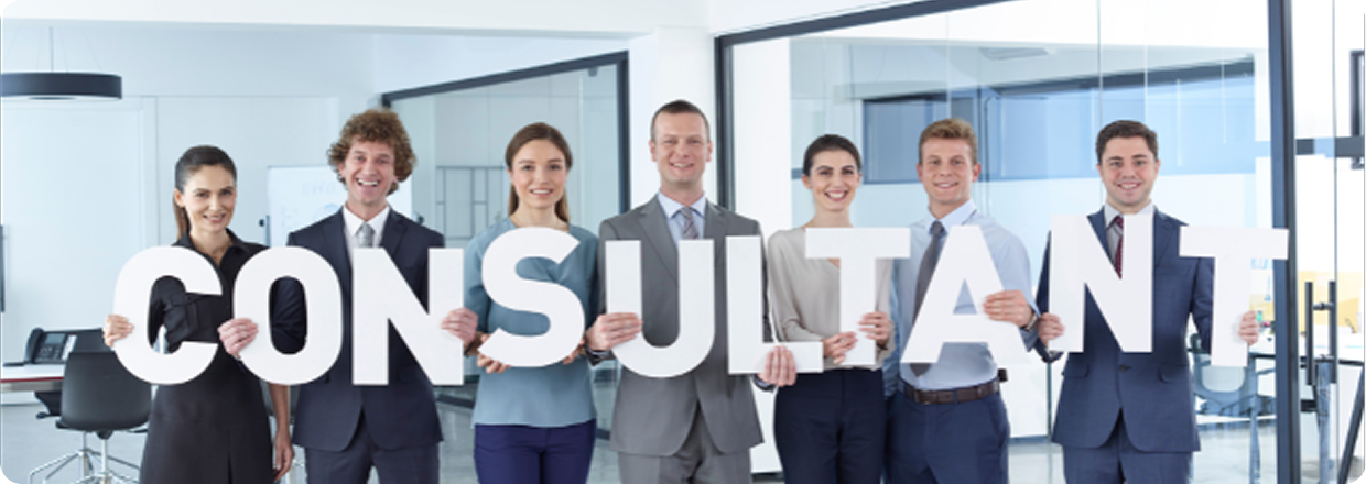 Consultants holding letters